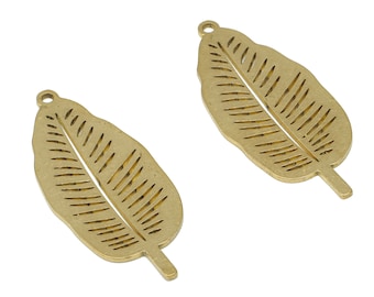 4 Pieces Raw Brass Banana Tree Leaf Pendant - 45.4x43.7mm (CW-3931C-M