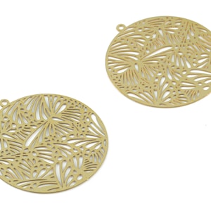 Pendente rotondo in ottone - Ciondoli orecchini cerchio in ottone grezzo - Risultati orecchini - Forniture di gioielli - 32.16x30.04x0.28mm - JJB6502