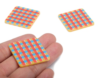 Colgantes cuadrados de acrílico para pendientes - Colgante de celosía de acrílico - Materiales para la fabricación de joyas - 34,63 x 34,63 x 2,62 mm - AC2433A