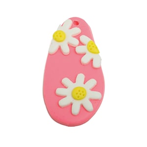 Polymer Clay Flower Pendant - Teardrop Daisy Earring Pieces - Pink Drop Daisy Jewelry Supplies - Clay Daisy Jewelry - 35.46x18x4mm - PC2364