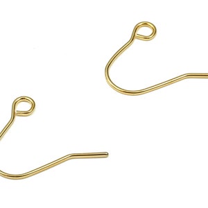 Gold Plating Earring Hooks - Wire Hooks - Open Loop - 18K Real Gold Plated Brass - Jewelry Making Supplies - 15.4x12.75x0.72mm - RGP3963G