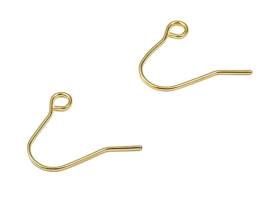 Gold Plating Earring Hooks Wire Hooks Open Loop 18K Real Gold Plated Brass  Jewelry Making Supplies 15.4x12.75x0.72mm RGP3963G -  Canada