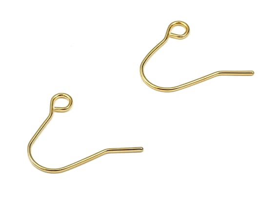 Gold Plating Earring Hooks Wire Hooks Open Loop 18K Real Gold Plated Brass  Jewelry Making Supplies 15.4x12.75x0.72mm RGP3963G 