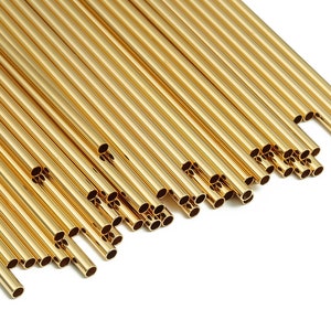 Brass Himmeli Tubes -Brass Himmeli DIY Tube Beads - Geometric Shapes - For Air Plants - 18k Real Gold Plated Brass -3x0.2x100mm- RGP4050-100