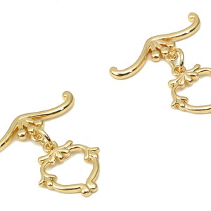 Brass Leaf Toggle Necklace Clasp – Gold Branch Bracelet Toggle Clasp - 18K Real Gold Plated – Jewelry Making - 23.92x22.46x1.66mm - RGP4510