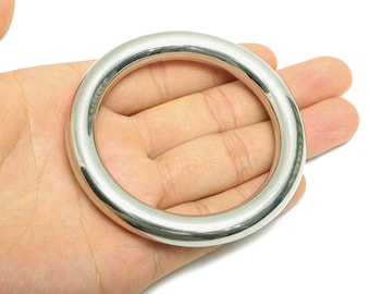 79mm Chunky Steel Bracelet - Smooth Circular Hoop Bangle - Statement Modern Metal Bangle - Thick Silver Jewelry Making - 79x79x10mm - SS1691