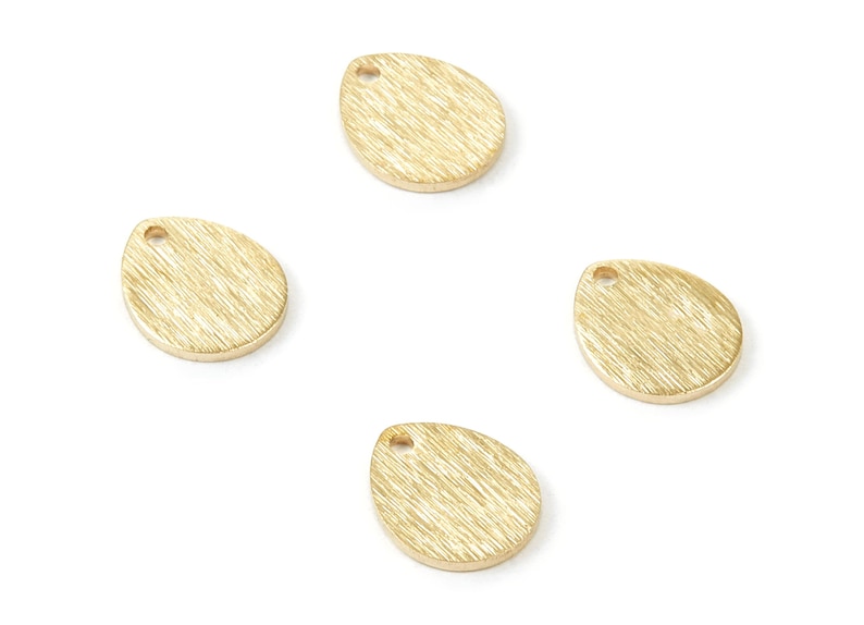Colgantes de latón texturizado con forma de gota - Colgante de latón crudo texturizado con forma de gota - Componentes para pendientes - Suministros para joyería - 12x10x1mm - PP1737 imagen 2