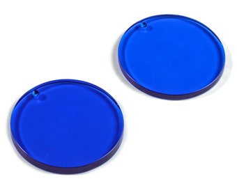 Acetate Round Earring Charms - Blue Round Pendant - Earring Findings - Jewelry Supplys - Color Code: A70 - 30.33x30.33x2.58mm - AC1315-A70