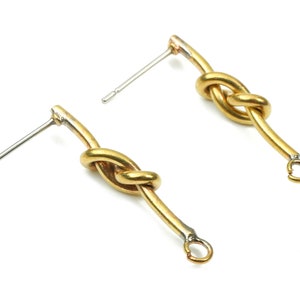 Brass Knot Earring Post - Raw Brass Knot Earring Stud - Earring Findings - Jewelry Supplies - 26.29x4.89x3.07mm - PP2878