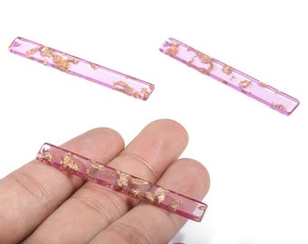 Acrylic Stick Earring Charms - Acrylic Long Bar Pendant - Purple & Gold Confetti - Color Code: A293 - 59.6x7.8x2.6mm - AC1049-A293