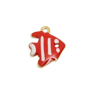 Dije de pez esmaltado con dibujos animados - Colgante de vida marina colorida - Joyería oceánica original - Joyería caprichosa - 11 x 9 x 1,71 mm - SS2815