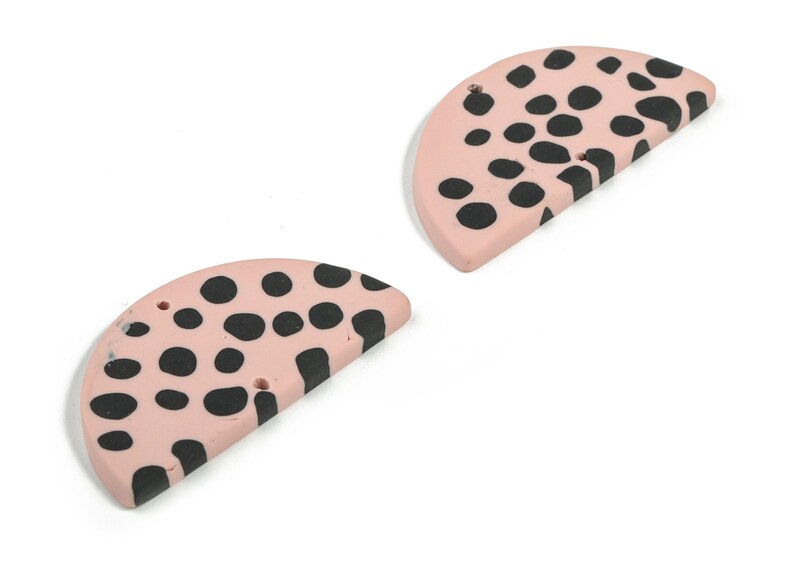 PolymerClay Half Moon Earring Charms - PolymerClay Semicircle Pandant - Earring Findings - Jewelry Handmade - 43.6x22.05x3.92mm - PC2285 image 2