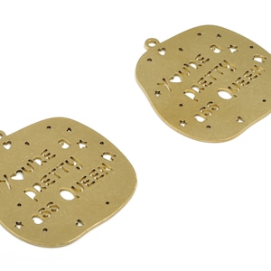 Brass You’RE A PRETTY QUEEN Earring Charms - Raw Brass Star Heart Pendant - Jewelry Supplies - 37.81mm x 34.58mm x 0.88mm -PPZ0047-1