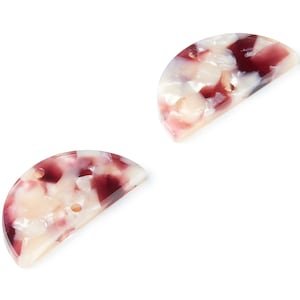 Acetate Semicircle Connectors Charms - 2 Hole - Semicircle Earrings - Earring Findings - Color Code: A42 - 15x30x2.6mm - AC1061Y