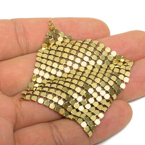 Brass Mesh Fabric Panel Earring Charm - Raw Brass 5x5mm Square Mesh Earring Charms - Flexible Sequin Chainmail Sheet - 5x5x1.57mm - PP11397
