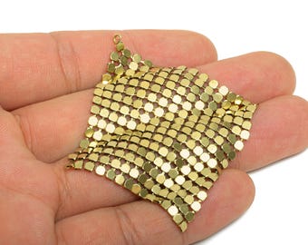 Brass Mesh Fabric Panel Earring Charm - Raw Brass 5x5mm Square Mesh Earring Charms - Flexible Sequin Chainmail Sheet - 5x5x1.57mm - PP11397
