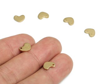 Personalized stamping blank - Brass Heart Earring Charms - Raw Brass mini Heart Pendant - Jewelry Making Supplies - 8.6x6.88x1.04mm - PP4723