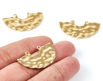 Raw Brass Wavy Half Round Connector Charms – Jewelry Supplies (35.1x19.8x1.6mm) PP1751