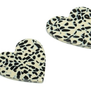 Acetate Heart Earring Charms - Acetate Heart Pendant - Jewelry Making Supplies - Color Code: A785 - 31.91x31.22x2.43mm - AC1431-A785