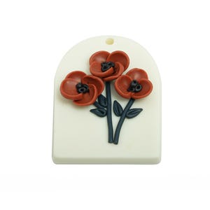 Polymer Clay Flower Earring Charms - Artisan Red Poppy Flower Charm - Flower Jewelry Pendants - DIY Craft Jewelry - 32x24x7.05mm - PC2394