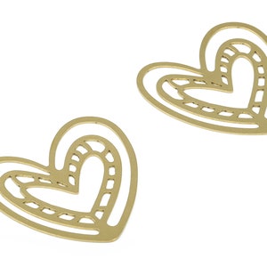 Brass Heart Connector – Heart Pendant Charm - Heart Earring Findings - Jewelry Making Supplies - 39.87×37.3×0.8mm - PP4281
