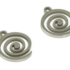 ステンレススチール 渦巻きイヤリングチャーム - スパイラルチャーム - シンボルペンダント - ネックレスブレスレット用渦巻きチャーム - 11.88x9.87x0.94 mm - SS1227