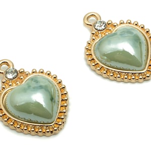 Ceramics Heart Earring Charms - Alloy Heart Pendant - KC Gold Tone Plated Brass – Jewelry Making Supplies - 22.64x16.39x5.94mm – NS1559
