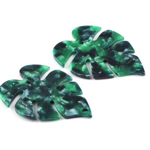 Acetate Acrylic Earring Charms - Tortoise Shell Earrings - Monstera Leaf  Shaped Pendant - Color Code: A13 - 51x35.5x2.44mm - AC1088H