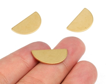 Placa semicircular de latón en bruto para estampar la luna, para la fabricación de joyas (21,9 x 11,9 x 1 mm) PP2584