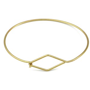 Bracciale in filo di ottone - Bracciale rigido in ottone grezzo - Bracciale a cerchio in ottone - Forniture per gioielleria - 67,62x58,4x1,62 mm - PP3303 immagine 2