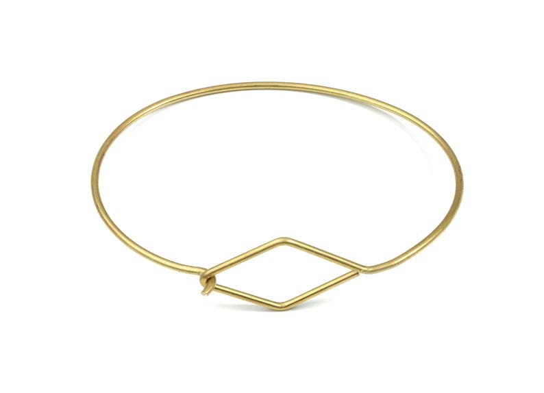 Bracciale in filo di ottone - Bracciale rigido in ottone grezzo - Bracciale a cerchio in ottone - Forniture per gioielleria - 67,62x58,4x1,62 mm - PP3303 immagine 2