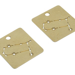Brass Square Planet Star Map Earring Charms - Raw Brass Constellation Star Pendant - Suministros para hacer joyas - 29.69x27.28x0.65mm - PPA2141