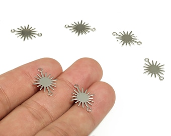 Sun Shaped Brass Charms - Silver Tone Plated Brass Connector -Brass Earring Findings- Jewelry Making Supplies- 17.91x13.29x0.53mm- PP1269SS