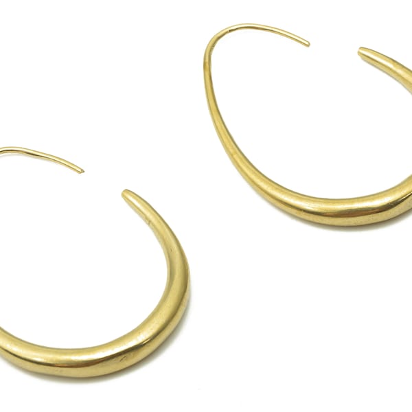 Brass Wire Teardrop Earring - Raw Brass Drop Hoop Earrings - Raw Brass Oval Hoops Earring - Raw Brass Earring - 38.24x28.46x3.74mm - PP7643