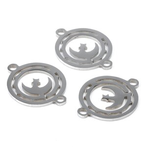 Stainless Steel Moon Connector - Moon Earrings Charms and Pendant - Bracelet Pendant - 19.63x15.36x0.93mm - SS1134 image 3