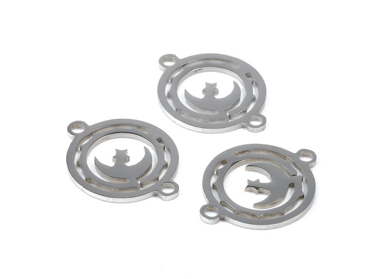 Stainless Steel Moon Connector - Moon Earrings Charms and Pendant - Bracelet Pendant - 19.63x15.36x0.93mm - SS1134 image 3