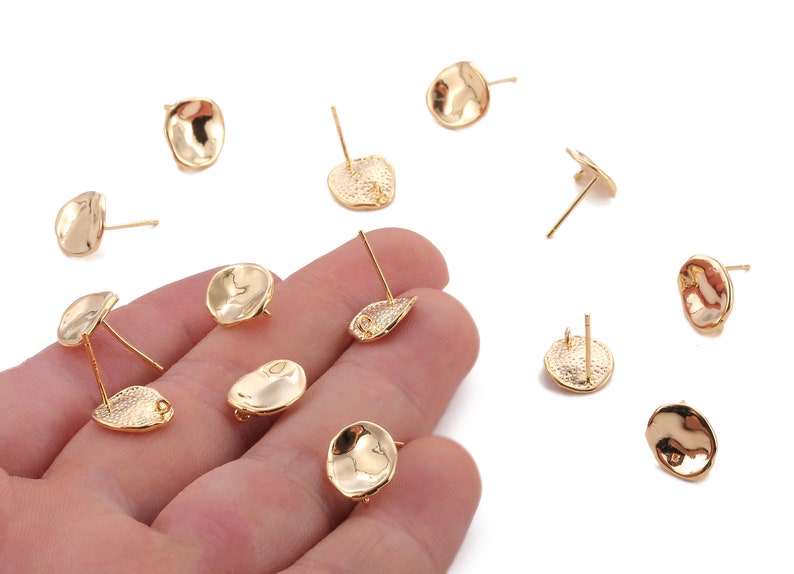 Brass Round Earing Post Brass Round Earring Stud 18K Real Etsy UK