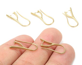 Brass Earring Hooks - Raw Brass Earring Wires - Brass Ear Hooks Findings - Jewelry Supplies - 19.31x8.96x1.3mm - PP2887