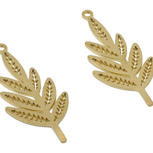 Brass Branches Leaves Earring Charms - Raw Brass Leaf Pendant - DIY Jewelry Making Supplies - 35.15x15.96x0.62mm - PPA3514