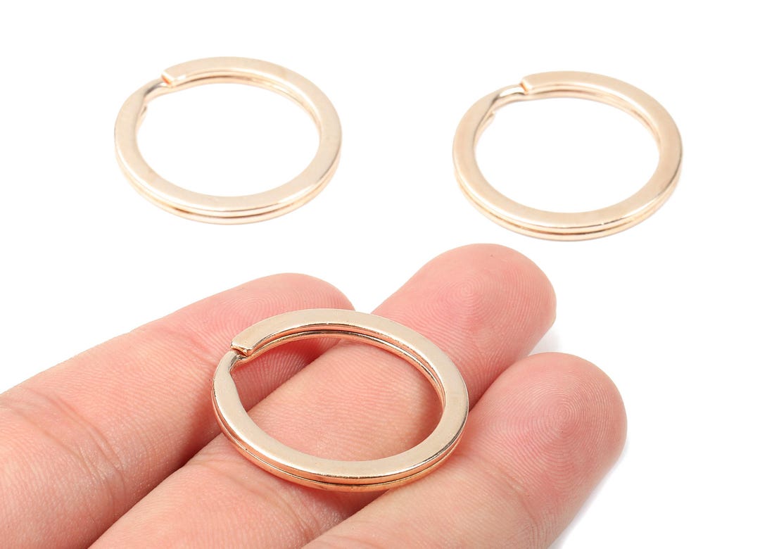 Rose Gold Metal Key Rings - Flat Split Rings - Circle Key Rings ...