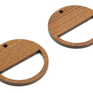 Walnut Wood Round Earring Charms - Walnut Wood Half Circle Pendant - Earring Charms For Jewelry Making - 29.85x29.85x2.76mm - BB1246