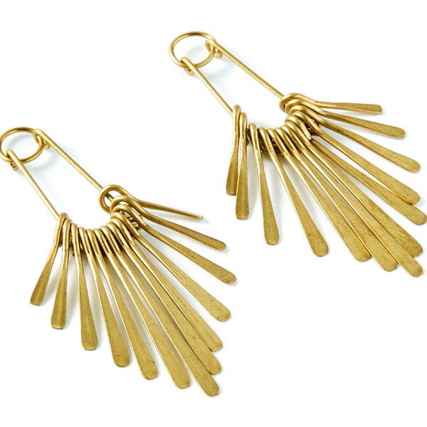 Brass Fringed Charms - Raw Brass Hammered Fringed Trim Charms - Earring Findings - Jewelry Supplies - 53,5x24x4,4mm - PP1399