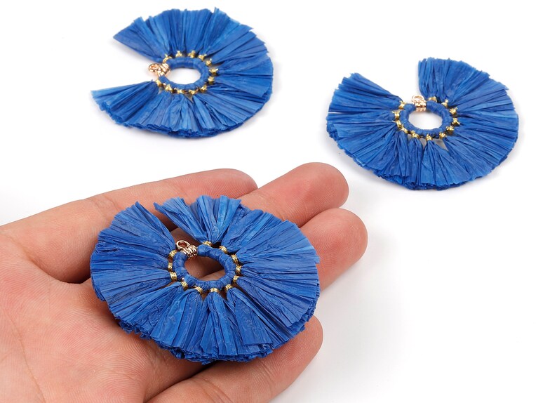 Raffia Fan Tassels Charms Raffia Tassel Pendant Jewelry Etsy