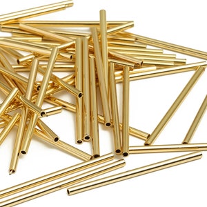 Brass Himmeli Tubes - Brass Himmeli DIY Tube Beads - Geometric Shapes - For Air Plants - 18k Real Gold Plated Brass -1.5x0.2x30mm-RGP4047-30