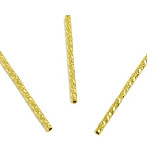 1.5*25 Multifaceted Tube - Raw Brass Cylinder Tube Beads - for Bracelet Connector - Gold Thin Necklace Connector - Jewelry Making - PP10759
