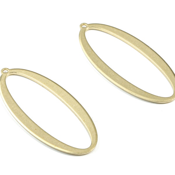 Brass Long Oval Earring Charms - Raw Brass Long Oval Pendant - Earring Findings - Jewelry Supplies - 38.7x17.62x1.15mm - PP3440