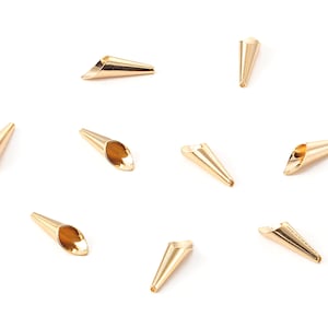 Brass Bead Cap - Brass Blank Cone Caps - 18K Real Gold Plated Brass Small Pendant Finding - Jewelry Supplies - 15.07x4.94x0.39mm - RGP1090