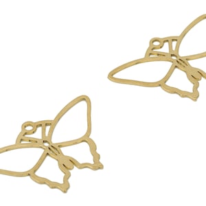 Brass Hollow Butterfly Earring Charms - Raw Brass Butterfly Pendant - DIY Jewelry Making Supplies - 35.75x24.3x0.73mm - PPA3101