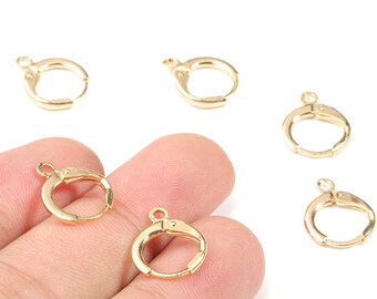 18K Gold Plated Brass Leverback Earring Clasp – Jewelry Supplies (15x12.3x1.9mm) RGP2639