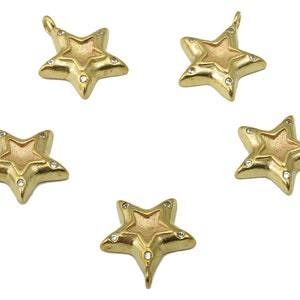 Brass Star Earring - Raw Brass Star Cubic Zircon Earrings Charm - Star for Necklace Pendant-Jewelry Making Supplies-16x13x1.4mm-PP8387